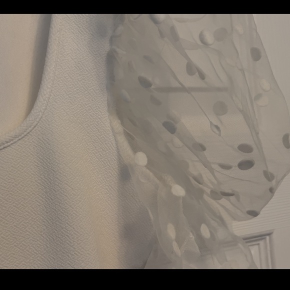 **SIZE L** SHEIN Contrast Mesh Puff Sleeve Square Neck Tee MINT - Picture 5 of 7